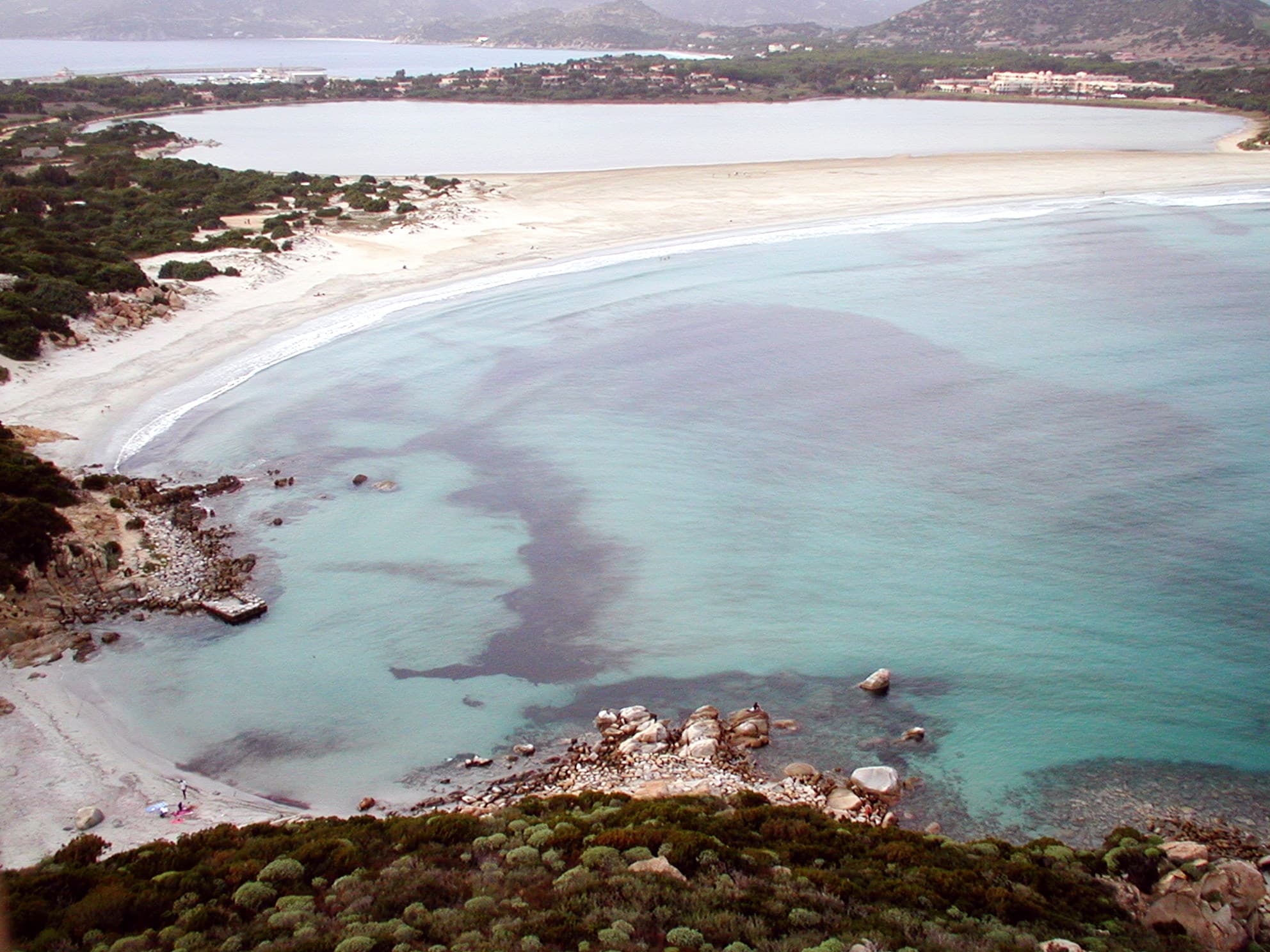 A view from the Porto Giunco tower toward the Villasimius coast.